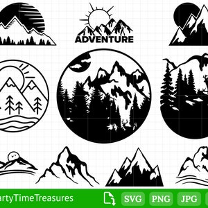 Paquete de Mountain Svg para buscadores de caza, camping y aventura - PT1292