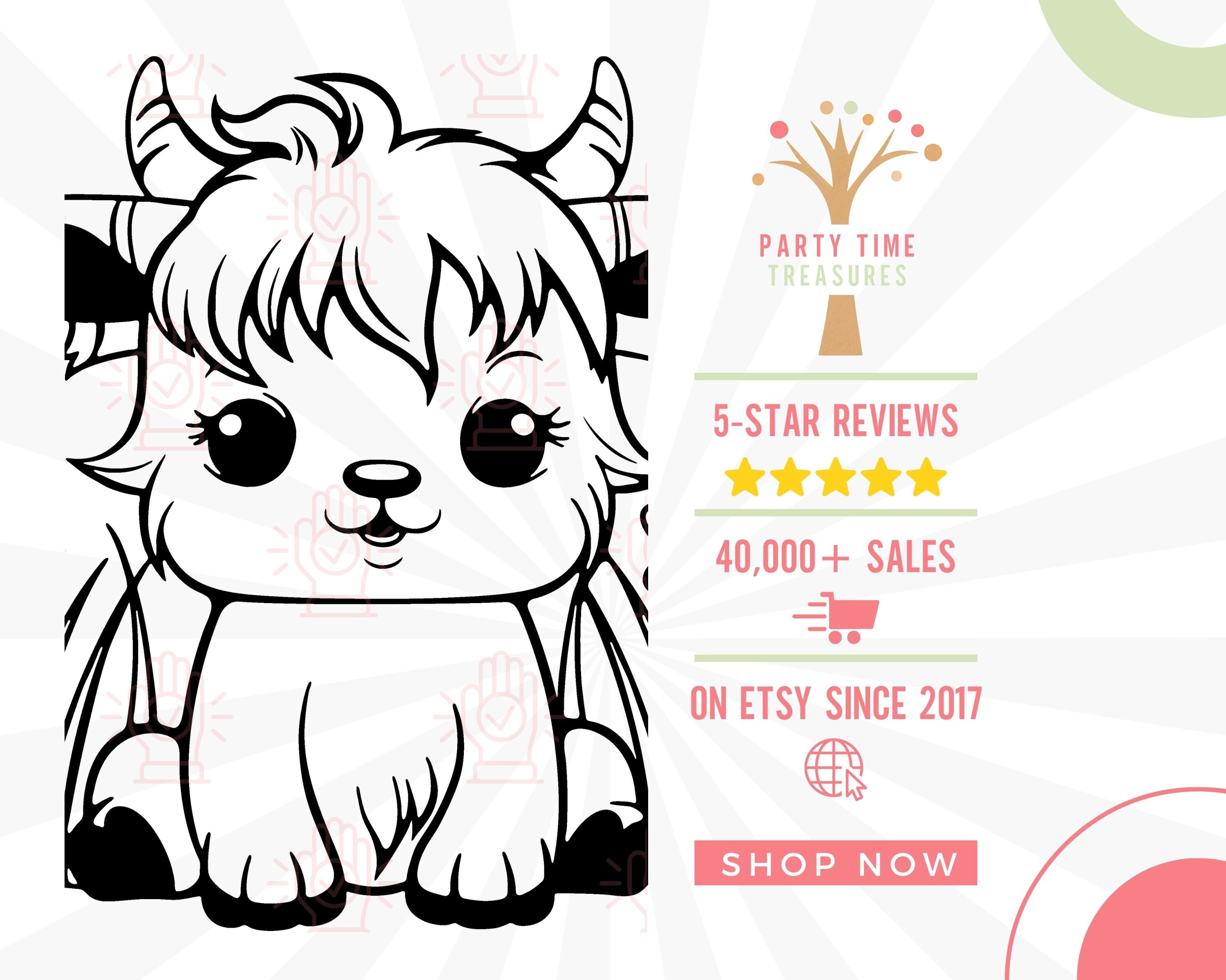 Cute Highland Cow Sitting Svg, Kawaii Baby Farm Animal Png, Heifer Svg ...