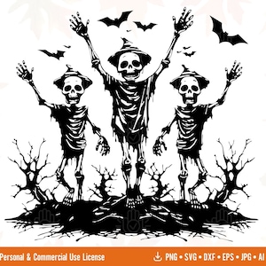 Halloween Skeletons Svg, Spooky Season Clipart, Halloween Sublimation Design, Dancing Skeleton Png, Halloween Shirt Svg