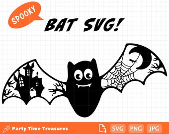 Halloween Bat SVG,  Bat Silhouette Svg, Bat Clipart, Halloween Cut File, Png - PT1398