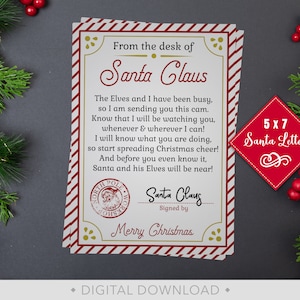 Carta de Santa Nightlight, Santa Cam Letter, Santa Nightlight, Santa Night Light, Carta imprimível do Papai Noel, Uso comercial - PT1419
