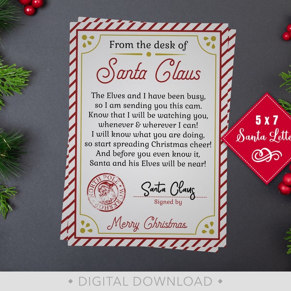 Santa Nightlight Letter, Santa Cam Letter, Santa Nightlight, Santa Night Light, Printable Letter from Santa Claus, Commercial Use - PT1419