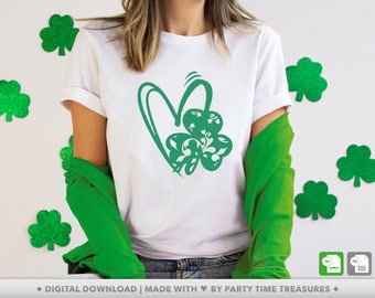 St Patricks Day Svg, Shamrock Svg, Clover Heart Svg, St Pattys Day Svg, Love Svg, St Patricks Cut File T-shirt Design - PT1486