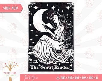 The Smut Reader Tarot Card Svg, Fantasy Romance Book Lover Png, Reading Smutty Books Clipart, Spicy Book Club Gift