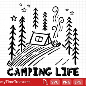 Camping SVG, Camp Life Adventure Outdoors Summer Camping Clipart, Png, Dxf, Pdf - PT1379