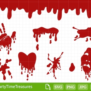 Dripping Blood Svg, Halloween Svg, Blood Splatter Svg, Horror Svg, Blood Cut File, Png, Jpg, Dxf - PT1238