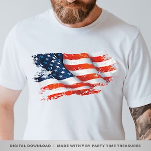 American Flag Png, Distressed Tattered Patriotic American Flag Png, Sublimation Png, Grunge Flag Png, Distressed Flag Png - PT1480
