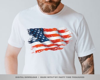 American Flag Png, Distressed Tattered Patriotic American Flag Png, Sublimation Png, Grunge Flag Png, Distressed Flag Png - PT1480