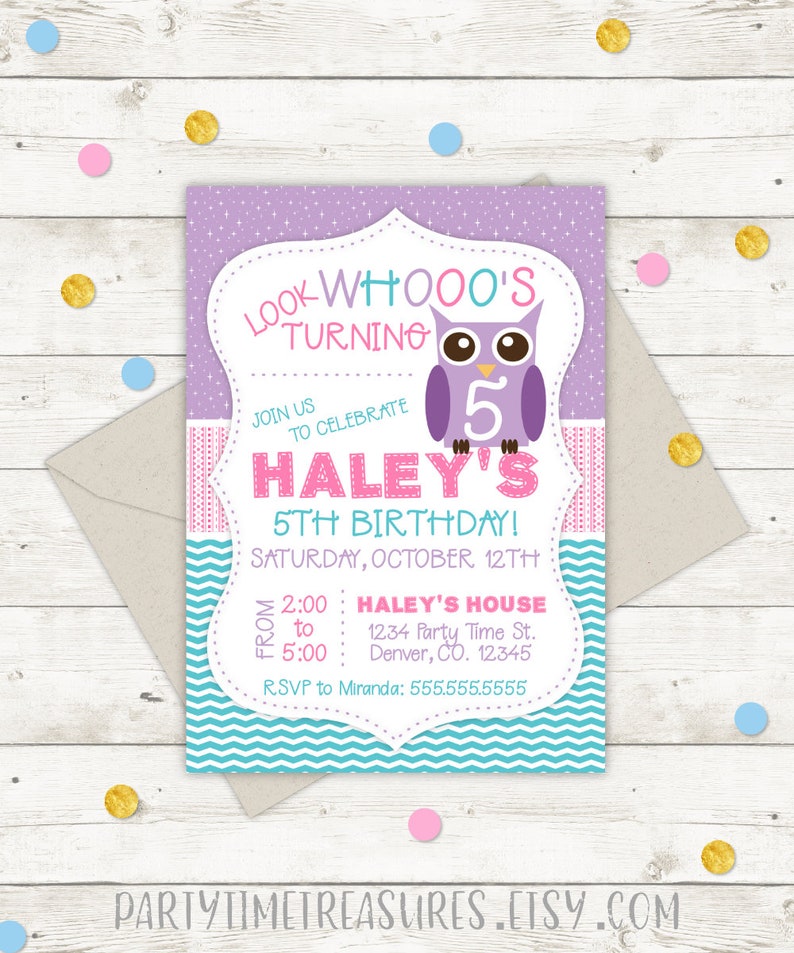 Owl Birthday Invitation Owl Party Owl First Birthday Etsy