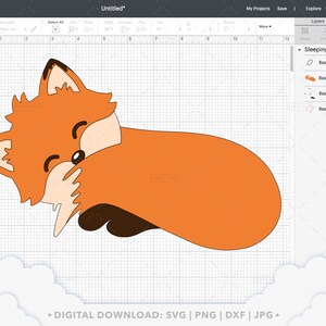 Cute Fox SVG, Sleeping Baby Fox Clipart Woodland Animals Cut File ...
