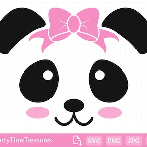 Lindo Panda SVG para Cricut, Panda Face Svg, Cartoon Panda Svg, Panda Bear Svg, Png, Jpg, Cricut, Silhouette - PT1190