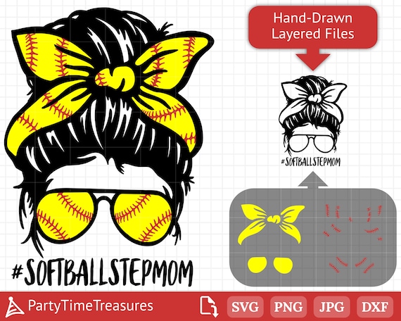 Softball Stepmom Svg, Softball Clipart for Shirt Crafts, Png, Dxf, Pdf - PT1343