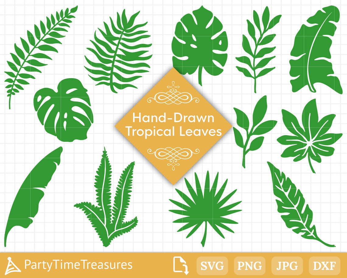 Tropical Leaf SVG Bundle, Tropical Greenery Monstera Plants Leaves Svg ...