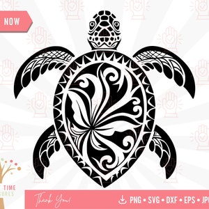 Tribal Sea Turtle Svg, Archivo de corte hawaiano, Maori Png, Ocean Animal Vector, Floral Turtle Svg, Descarga digital