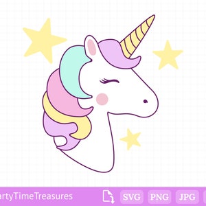 Unicorn Head SVG, Cute Unicorn Svg, Unicorn Cutting File, Unicorn Clipart, Png, Jpg, Cricut, Silhouet - PT1185