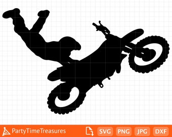 Dirt Bike SVG, Motorcycle Motocross Dirt Bike Stunt Racing Clipart, Png, Dxf, Pdf - PT1377