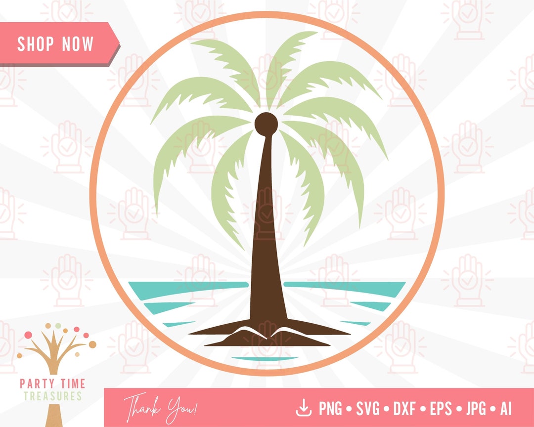 Palm Tree SVG Circle Monogram Frame Cut File for Cricut, Tropical Beach