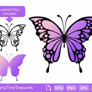 Layered Butterfly SVG, Schmetterling Clipart, Svg Dateien für Cricut, Silhouette, Dxf, SVG Plotterdatei - PT1199