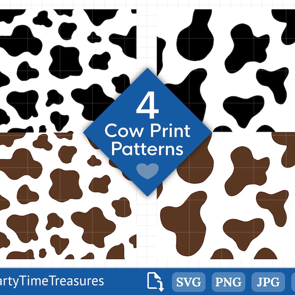 Cow Print Svg, Cow Pattern Svg, Cow Spots, Animal Print, Jpg, Png, Dxf, Commercial Use - PT1224