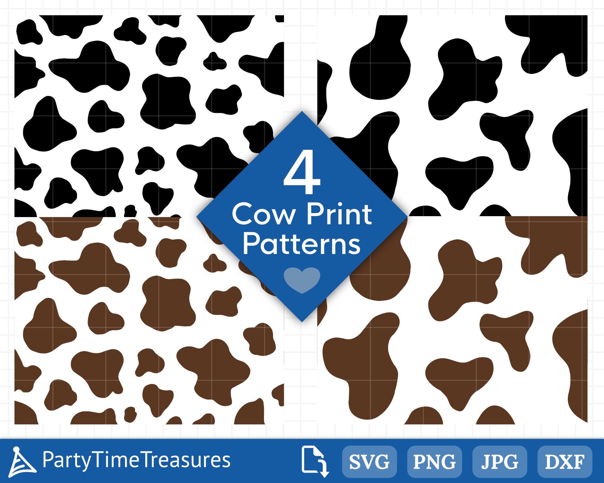 Cow Print Svg, Cow Pattern Svg, Cow Spots, Animal Print, Jpg, Png, Dxf, Commercial Use - PT1224