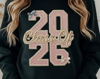 Pink Lace Senior 2026 PNG, Pearl Class of 2026 Coquette Bow Clipart