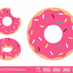 Donut SVG, Donut Svg, Donut Clipart, Donut con Sprinkles, Glaseado Rosa, Cricut, Silueta, Archivo de Corte SVG - PT1195