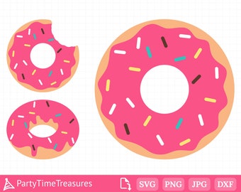 Donut SVG, Doughnut Svg, Donut Clipart, Donut with Sprinkles, Pink Icing, Cricut, Silhouette, SVG Cutting File - PT1195