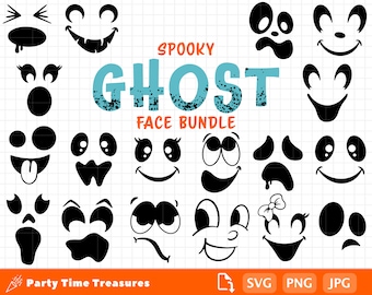 Visage fantôme SVG, Svg de chemise Halloween, fantôme Svg, Clipart, Png, Jpg - PT1392