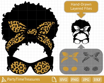 Curly Messy Bun Svg, Natural Hair Svg, Curly Hair, Png, Dxf, Pdf - PT1348