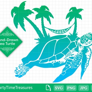 Sea Turtle SVG, Beach Svg, Ocean Svg, Summer Svg, Png, Dxf, Pdf - PT1329