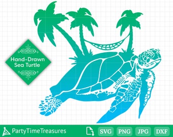 Sea Turtle SVG, Beach Svg, Ocean Svg, Summer Svg, Png, Dxf, Pdf - PT1329