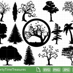 Tree Svg Bundle, Tree Silhouette Svg, Tree Clipart, Tree Cut File - PT1274