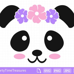Lindo panda SVG para cricut, panda face svg, cartoon panda svg, panda bear svg, png, jpg, cricut, silueta - PT1189