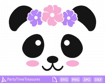 SVG de panda fofo para Cricut, rosto de panda em SVG, panda de desenho animado em SVG, urso panda em SVG, PNG, JPG, Cricut, Silhouette - PT1189