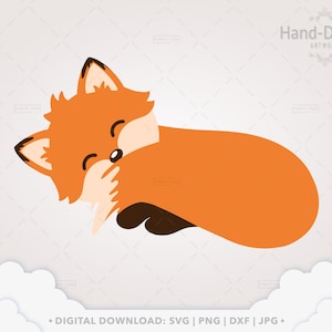 Mignon Renard SVG, Sleeping Baby Fox Clipart Woodland Animals Cut File Forest Animal Fox Nursery Baby Boy Vector PNG Cricut - PT1497
