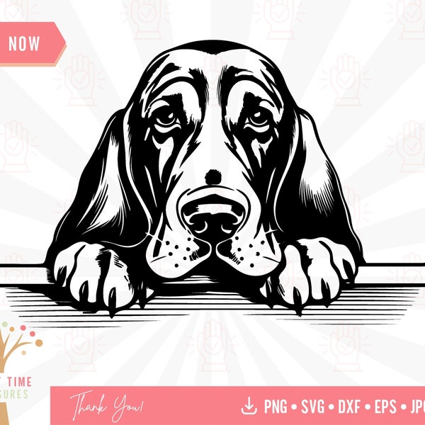 Peeking Basset Hound Svg, Funny Animal Svg Laser Plasma CNC Cut Files