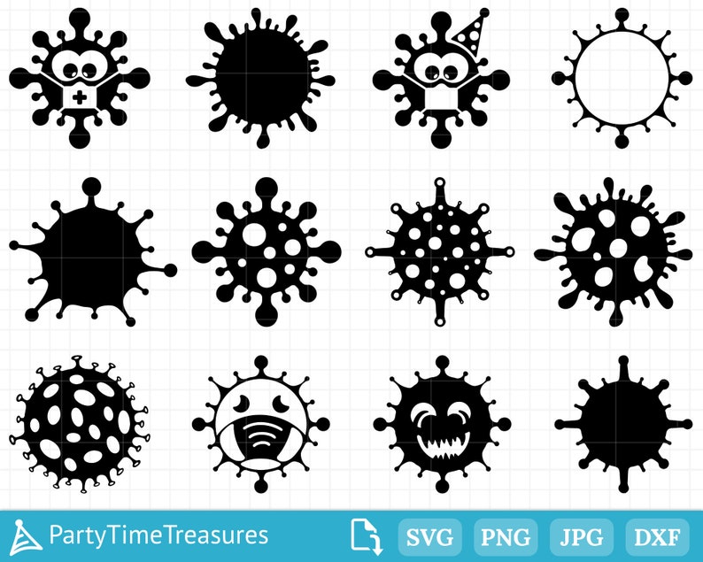 Download Pt1280 Virus Svg Bundle Png Covid Svg Virus Clipart Pdf Dxf Corona Svg Quarantine Svg Clip Art Art Collectibles