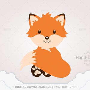 Mignon Renard SVG, Bébé Renard Clipart Woodland Animals Cut File Forest Animal Fox Nursery Baby Boy Vector PNG Cricut - PT1496