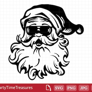 Cool Santa SVG surfing santa DFX sunglass santa download hipster santa clipart