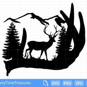 Deer Svg, Hunting Svg, Buck Svg, Antlers Svg, Buck Clipart, Png, Dxf, Pdf - PT1257