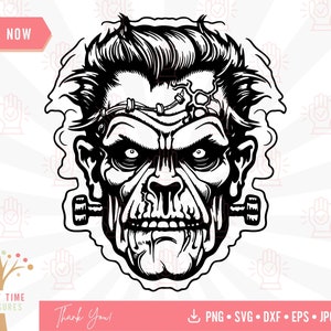 Frankenstein Svg, Creepy Spooky Halloween Png, Classic Movie Monsters Cut Files, Scary Horror Clipart, Frankenstein Head Svg