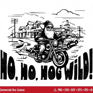 Babbo Natale su una moto SVG Sublimation Design, Regalo retrò per motociclisti Png, Camicia moto vintage Svg, Download digitale di clipart di Natale