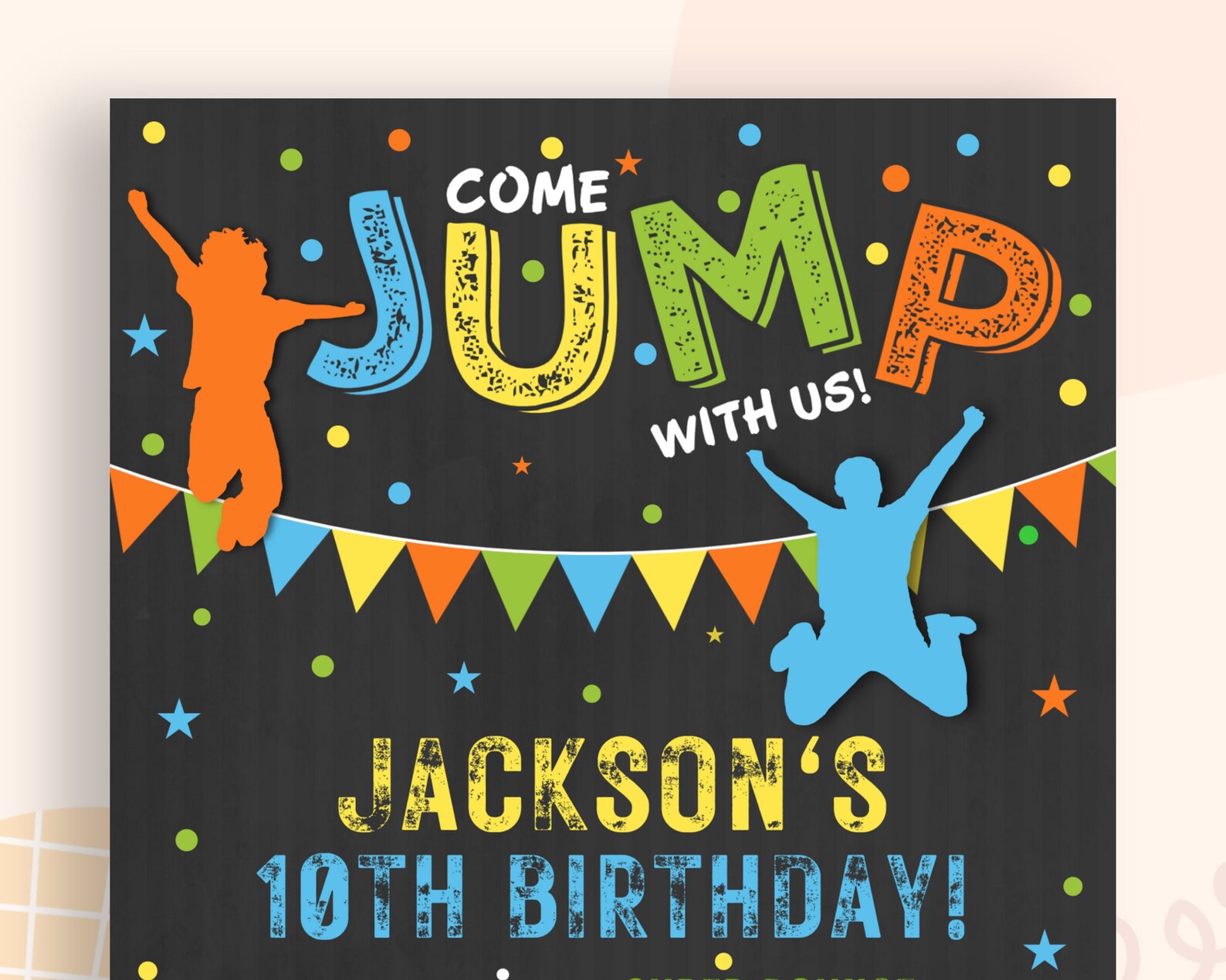 Trampoline Park Party Invitation Printable Trampoline - Etsy