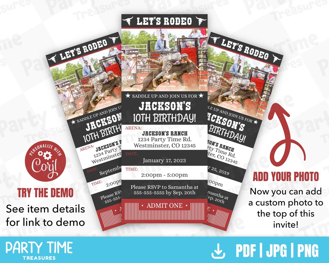 Rodeo Birthday Invitation, First Rodeo Birthday, Western Cowboy Theme ...