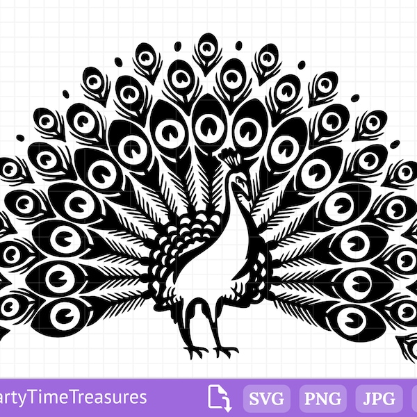 Peacock Svg, Bird Svg, Peacock Clipart, Peacock Feather Svg, Peacock Silhouette, Png, Dxf, Pdf - PT1268