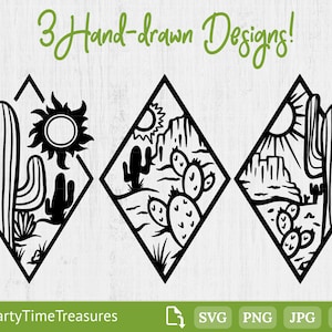 Cactus Svg Bundle, Cactus Clipart, Desert Scene Svg, Cactus Cut File, Png, Dxf  - PT1285