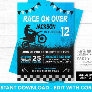 Dirt Bike Party - Motocross Party - Dirt Bike Invitation - Motocross Invitation - Boy Birthday Invitation - Printable Invitation - PT1093