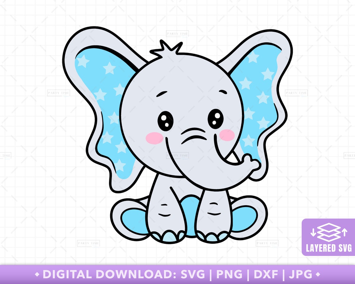 Cute Elephant SVG Baby Elephant Cut File Baby Shower Elephant Etsy