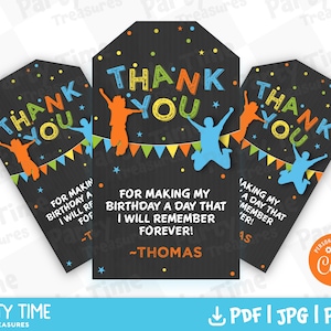 Jump Trampolin Favor Tags, bearbeitbare Hüpfburg Danke Tags, Instant Download Jump Party Favors - PT1105A