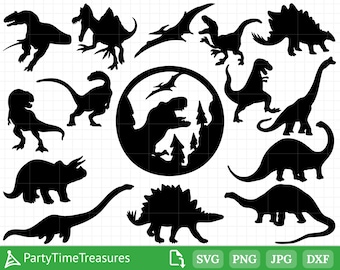 Dinosaurier-Svg-Bundle, Dinosaurier-Clipart, T-Rex-Svg, Dinosaurier-Silhouette, Png, Dxf, Pdf - PT1272